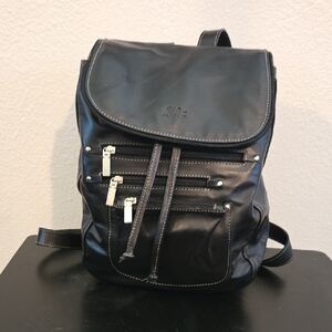 Black Faux Leather Backpack